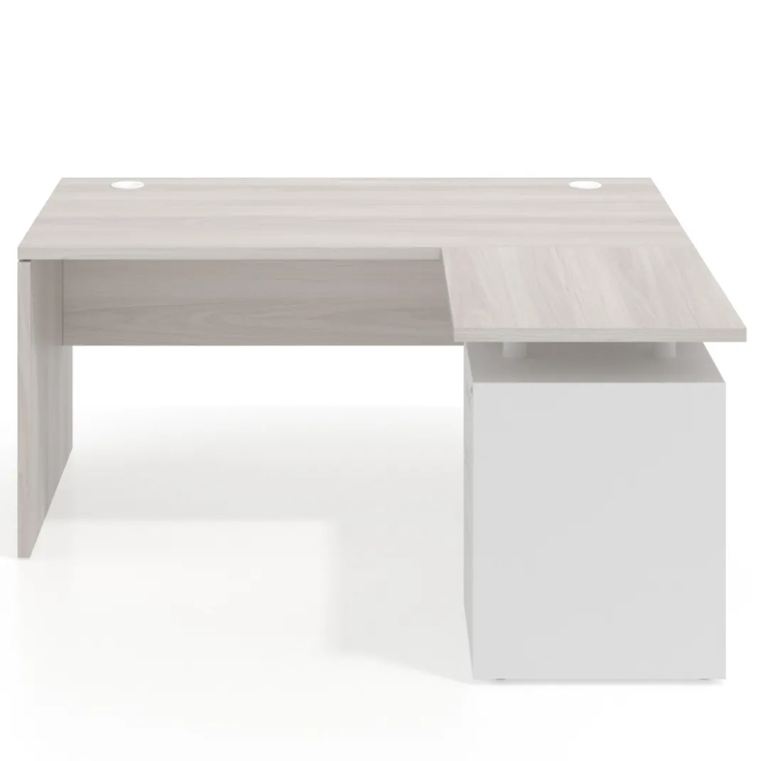 Mesa de Oficina con cajones Work Plus fondo 80, ala corta, frontales de metal diseño monocolor
