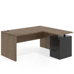 Mesa de Oficina con cajones Work Plus fondo 80, ala corta, frontales de metal diseño monocolor