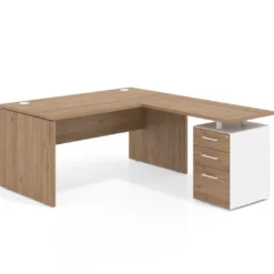 Mesa de Oficina con cajones Work Plus fondo 80, frontales melamina diseño monocolor
