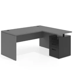 Mesa de Oficina con cajones Work Plus fondo 80, ala corta, frontales de metal diseño monocolor
