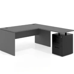 Mesa de Oficina con cajones Work Plus fondo 80, frontales de metal diseño monocolor