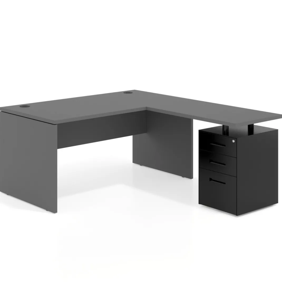 Mesa de Oficina con cajones Work Plus fondo 80, frontales de metal diseño monocolor