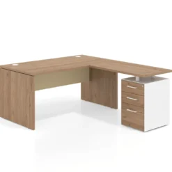 Mesa de Oficina con cajones Work Plus fondo 80, frontales melamina estructura naturale