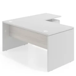 Mesa de Oficina con cajones Work Plus, ala corta, fondo 80, frontales melamina estructura blanco mate