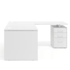 Mesa de Oficina con cajones Work Plus fondo 80, frontales melamina estructura blanco mate