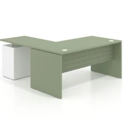 Mesa de Oficina con cajones Work Plus fondo 80, frontales de metal diseño rayado