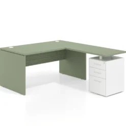 Mesa de Oficina con cajones Work Plus fondo 80, frontales de metal diseño rayado