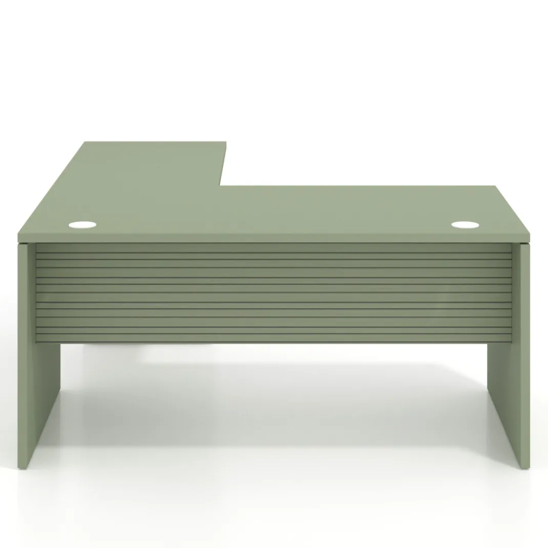 Mesa de Oficina con cajones Work Plus fondo 80, frontales de metal diseño rayado