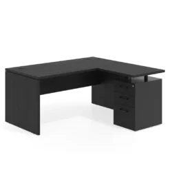 Mesa de Oficina con cajones Work Plus, ala corta, fondo 80, frontales melamina diseño monocolor
