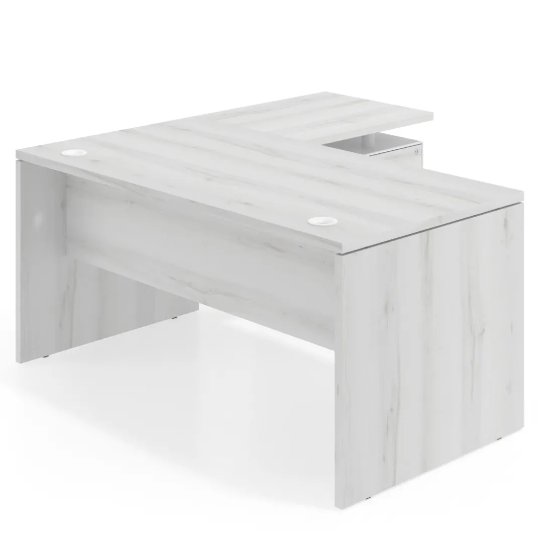 Mesa de Oficina con cajones Work Plus, ala corta, fondo 80, frontales melamina diseño monocolor