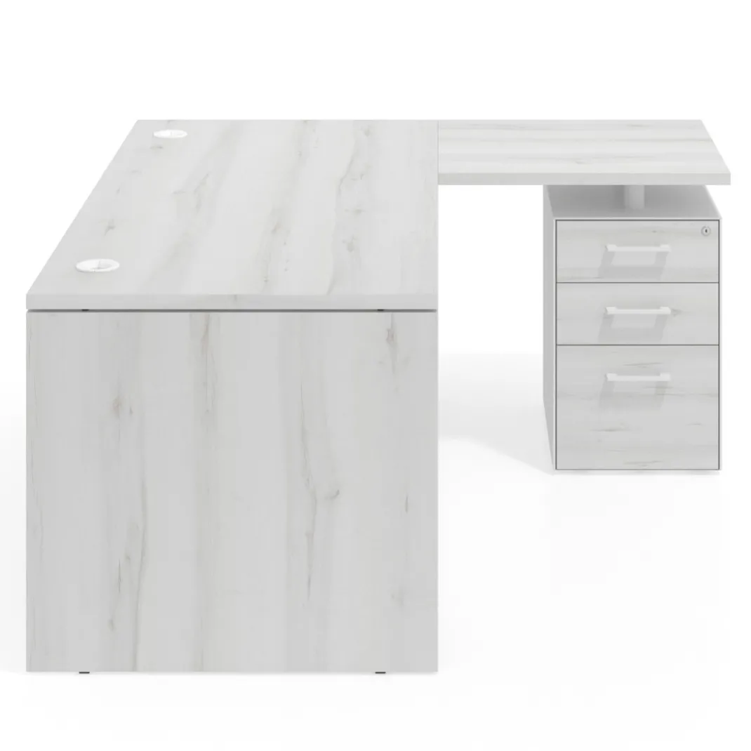 Mesa de Oficina con cajones Work Plus, ala corta, fondo 80, frontales melamina diseño monocolor