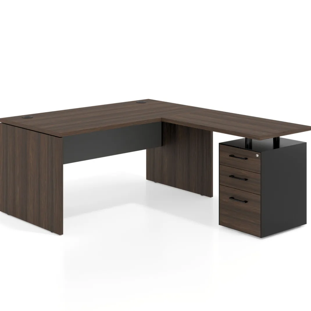 Mesa de Oficina con cajones Work Plus fondo 80, frontales melamina estructura mistral