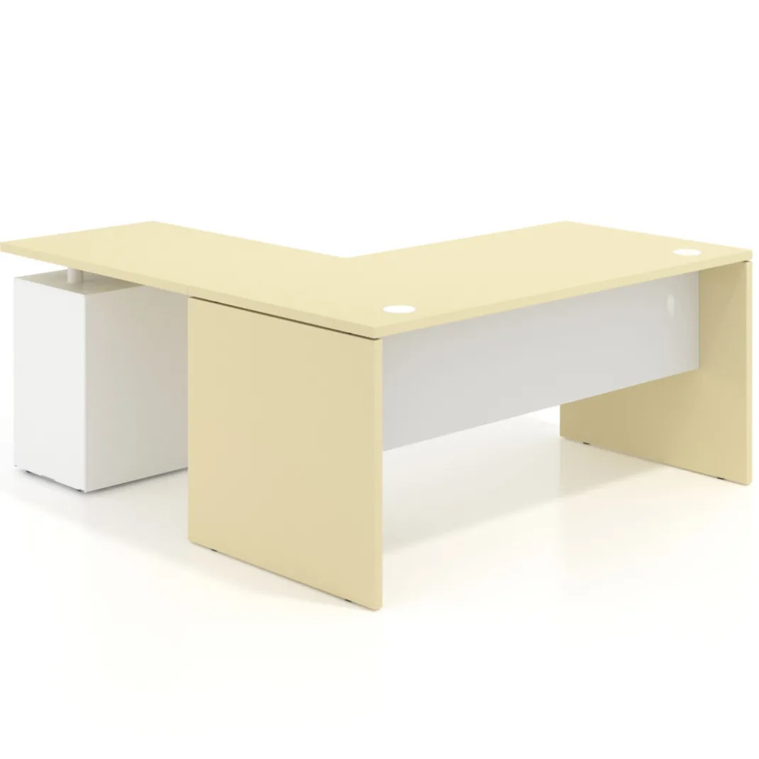 Mesa de Oficina con cajones Work Plus fondo 80, frontales melamina diseño bicolor