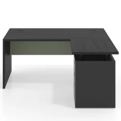 Mesa de Oficina con cajones Work Plus fondo 80, ala corta, frontales de metal estructura bocamina