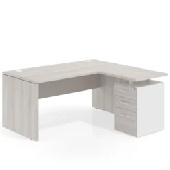 Mesa de Oficina con cajones Work Plus, ala corta, fondo 80, frontales melamina estructura california