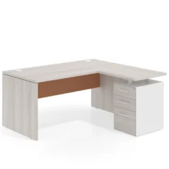 Mesa de Oficina con cajones Work Plus, ala corta, fondo 80, frontales melamina estructura california