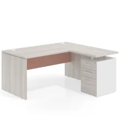 Mesa de Oficina con cajones Work Plus, ala corta, fondo 80, frontales melamina estructura california