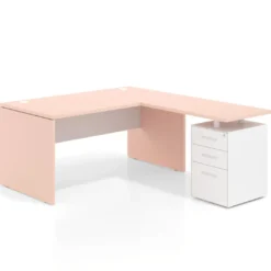 Mesa de Oficina con cajones Work Plus fondo 80, frontales de metal diseño bicolor