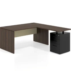Mesa de Oficina con cajones Work Plus fondo 80, frontales de metal estructura mistral