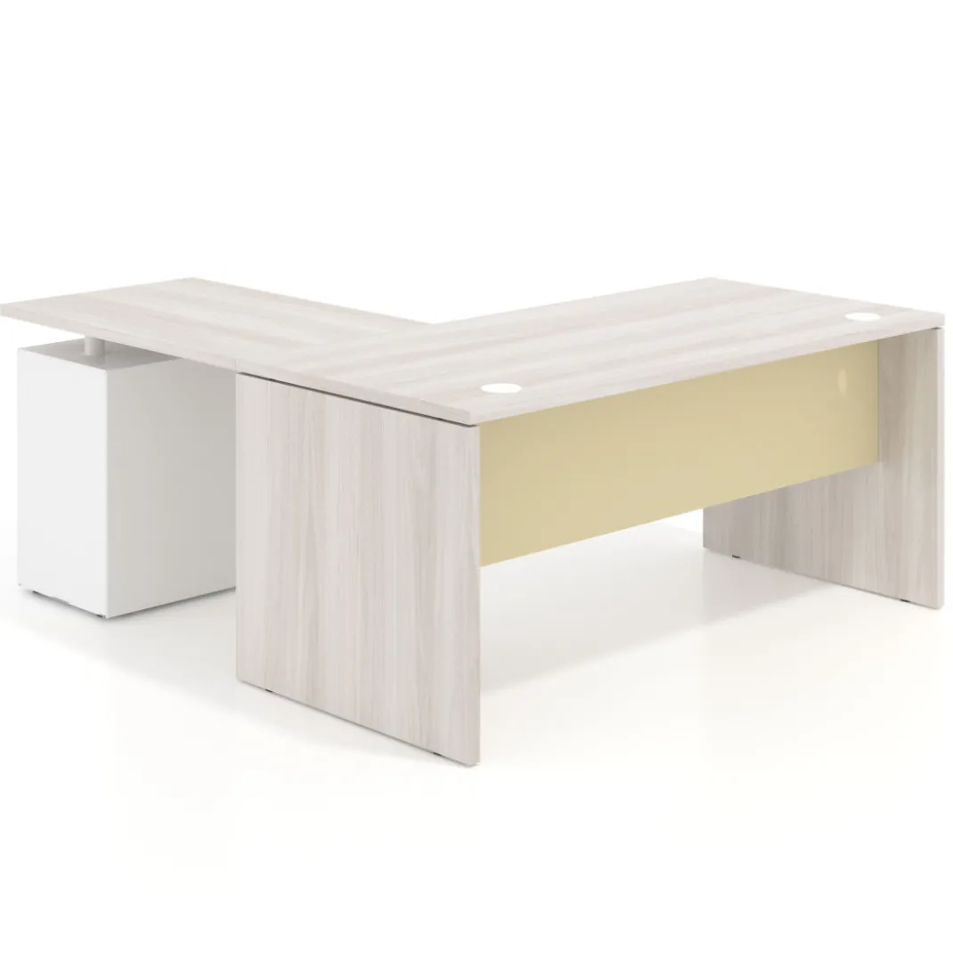Mesa de Oficina con cajones Work Plus fondo 80, frontales melamina estructura california