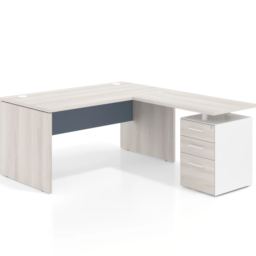 Mesa de Oficina con cajones Work Plus fondo 80, frontales melamina estructura california
