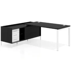 Mesa de oficina con pedestal cajonera Kube fondo 80cm estructura blanca