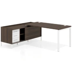 Mesa de oficina con pedestal cajonera Kube fondo 80cm estructura blanca