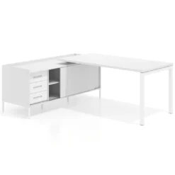 Mesa de oficina con pedestal cajonera Kube fondo 80cm estructura blanca