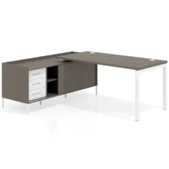 Mesa de oficina con pedestal cajonera Kube fondo 80cm estructura blanca