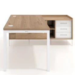 Mesa de oficina con pedestal cajonera Kube fondo 80cm estructura blanca