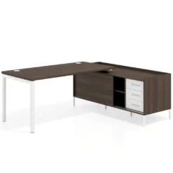 Mesa de oficina con pedestal cajonera Kube fondo 80cm estructura blanca