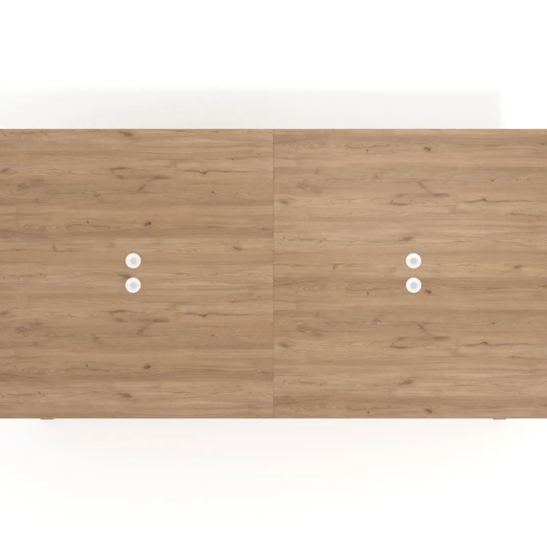 Mesa de oficina coworking doble UvePro fondo 166, cantos rectos, estructura blanca/madera