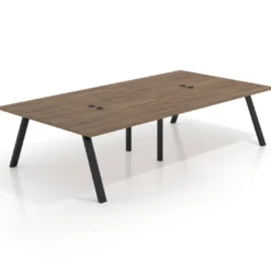 Mesa de oficina coworking doble UvePro fondo 166, cantos rectos, estructura negra
