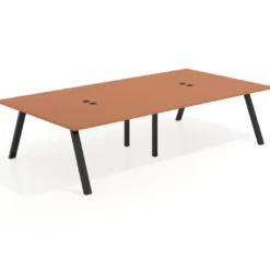 Mesa de oficina coworking doble UvePro fondo 166, cantos rectos, estructura negra