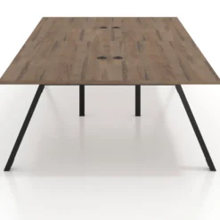 Mesa de oficina coworking doble UvePro fondo 166, cantos rectos, estructura negra