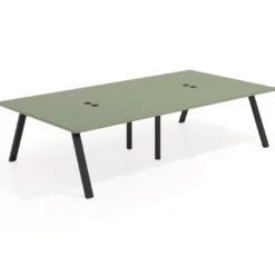 Mesa de oficina coworking doble UvePro fondo 166, cantos rectos, estructura negra