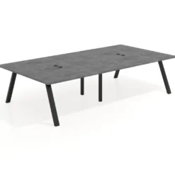 Mesa de oficina coworking doble UvePro fondo 166, cantos rectos, estructura negra