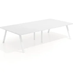 Mesa de oficina coworking doble UvePro fondo 166, cantos rectos, estructura blanca