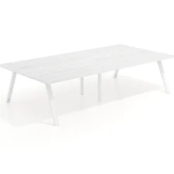 Mesa de oficina coworking doble UvePro fondo 166, cantos rectos, estructura blanca