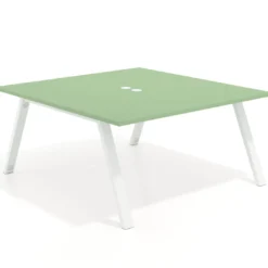 Mesa de oficina doble UvePro fondo 166, cantos rectos, estructura blanca