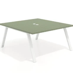 Mesa de oficina doble UvePro fondo 166, cantos rectos, estructura blanca