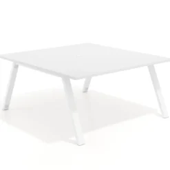 Mesa de oficina doble UvePro fondo 166, cantos rectos, estructura blanca