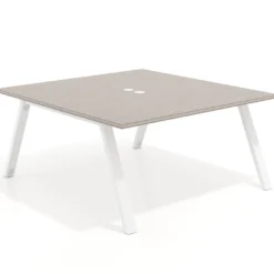 Mesa de oficina doble UvePro fondo 166, cantos rectos, estructura blanca