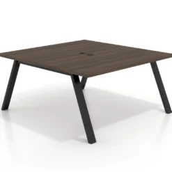 Mesa de oficina doble UvePro fondo 166, cantos rectos, estructura negra