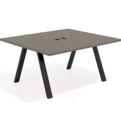Mesa de oficina doble UvePro fondo 142, cantos rectos, estructura negra