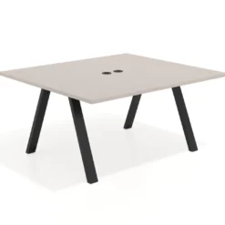 Mesa de oficina doble UvePro fondo 142, cantos rectos, estructura negra