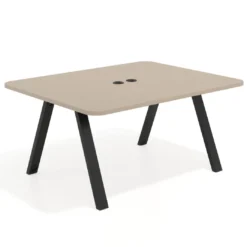 Mesa de oficina doble UvePro fondo 126, cantos redondeados, estructura negra