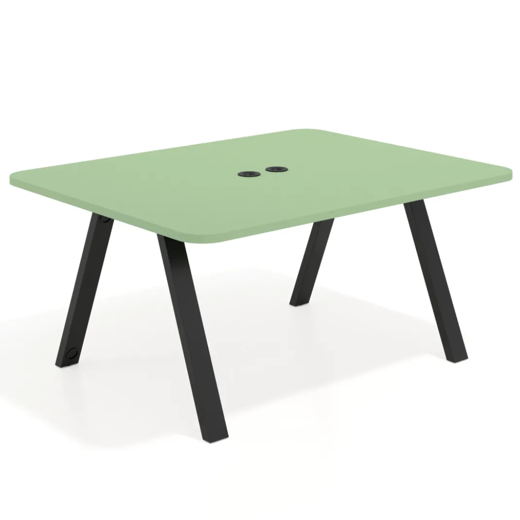Mesa de oficina doble UvePro fondo 126, cantos redondeados, estructura negra