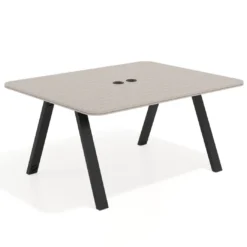 Mesa de oficina doble UvePro fondo 126, cantos redondeados, estructura negra