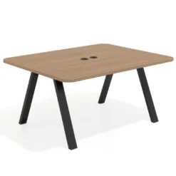 Mesa de oficina doble UvePro fondo 126, cantos redondeados, estructura negra